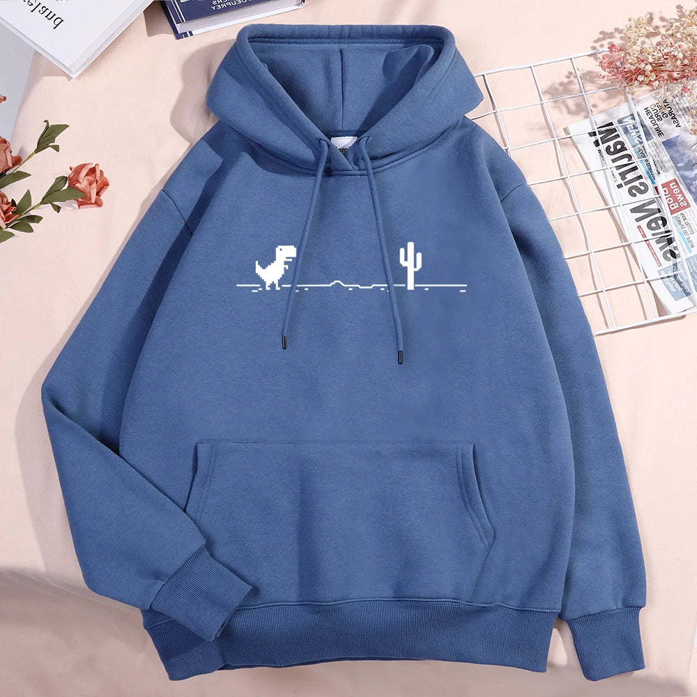 Unisex Dinosaur Graphic Hoodie – Pullover, Pocket