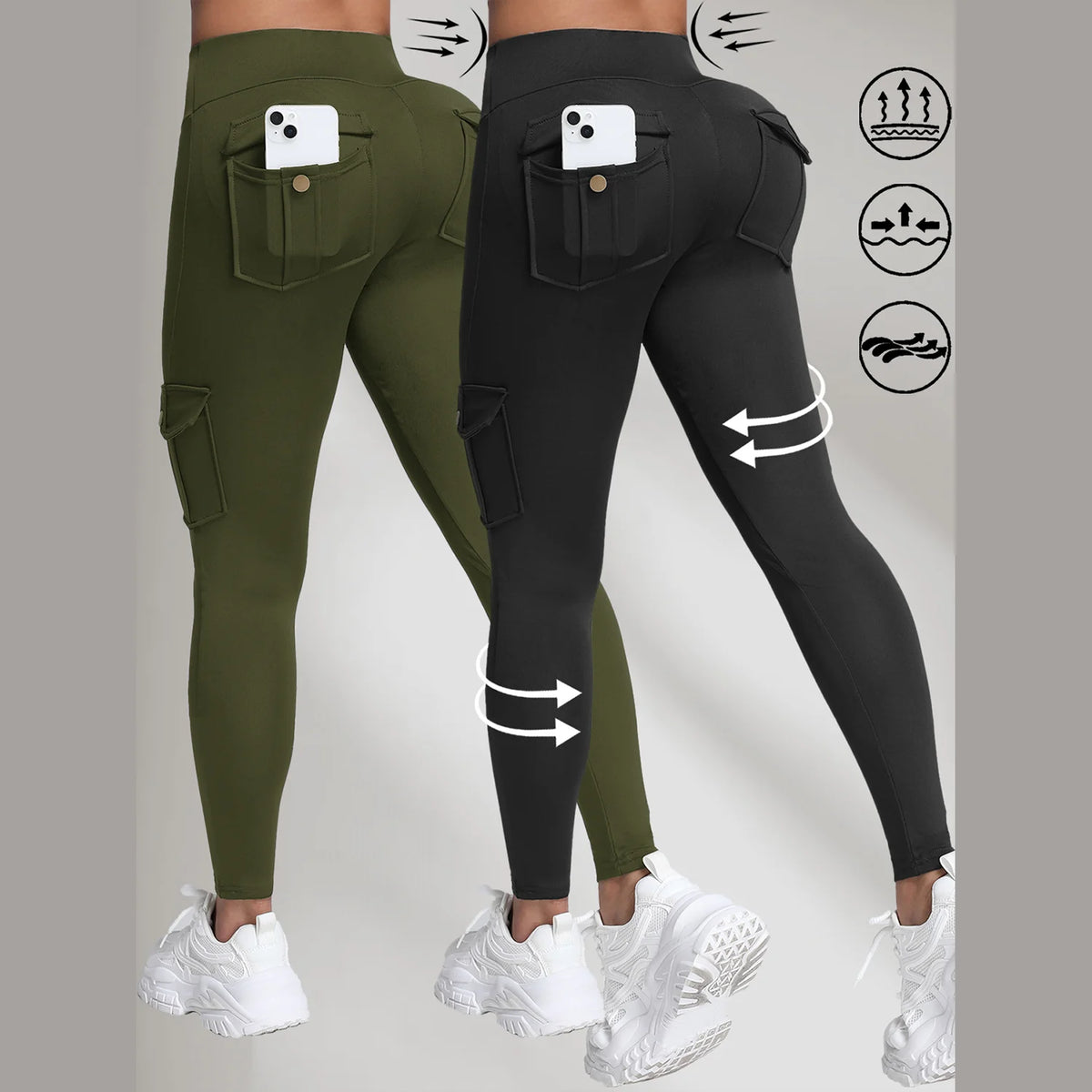 Women's High-Waist Athletic Leggings – Ankle-Length, 2-Pack