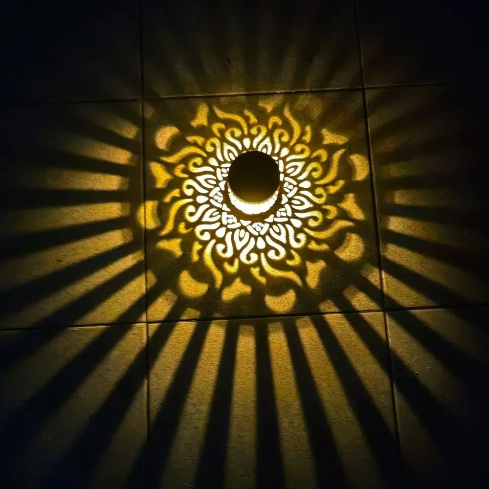 Solar Mandala Wall Light — Decorative Outdoor Projection Lamp