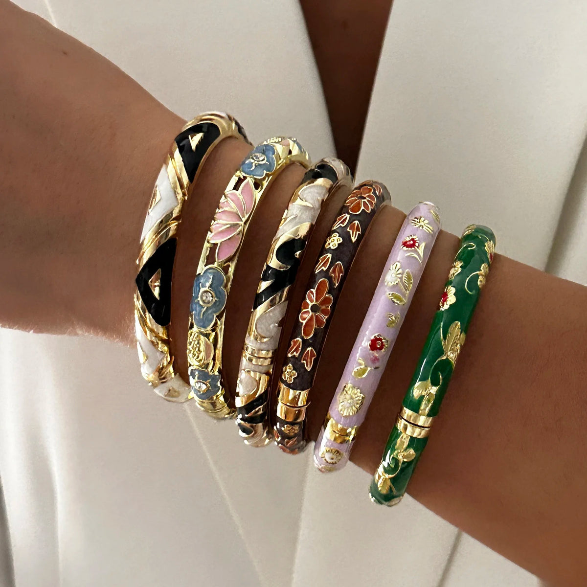 Enamel Flower Gold Bracelet