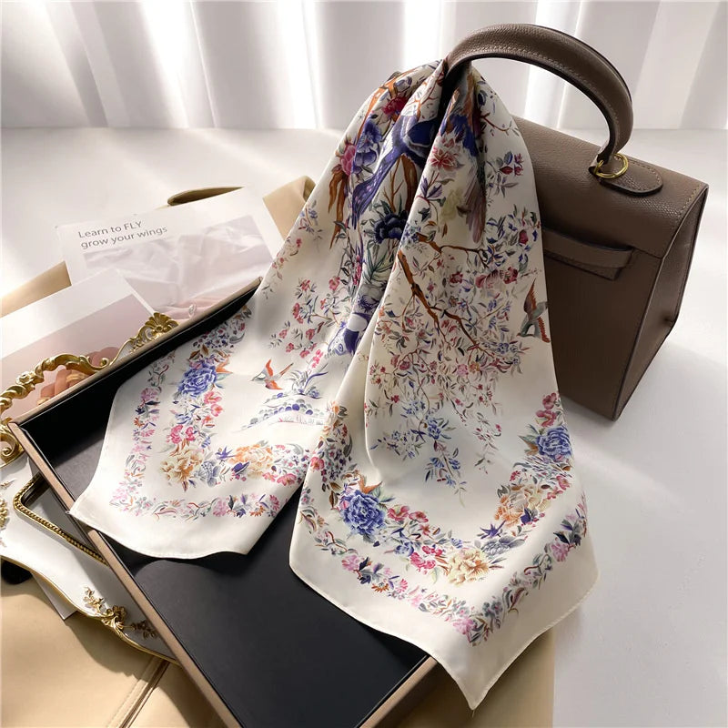 Foulard pour femme 70X70cm mode 2025, imprimé, pashmina, foulard en soie, châle carré, bandeau décoratif, tour de cou, design de luxe, bandana