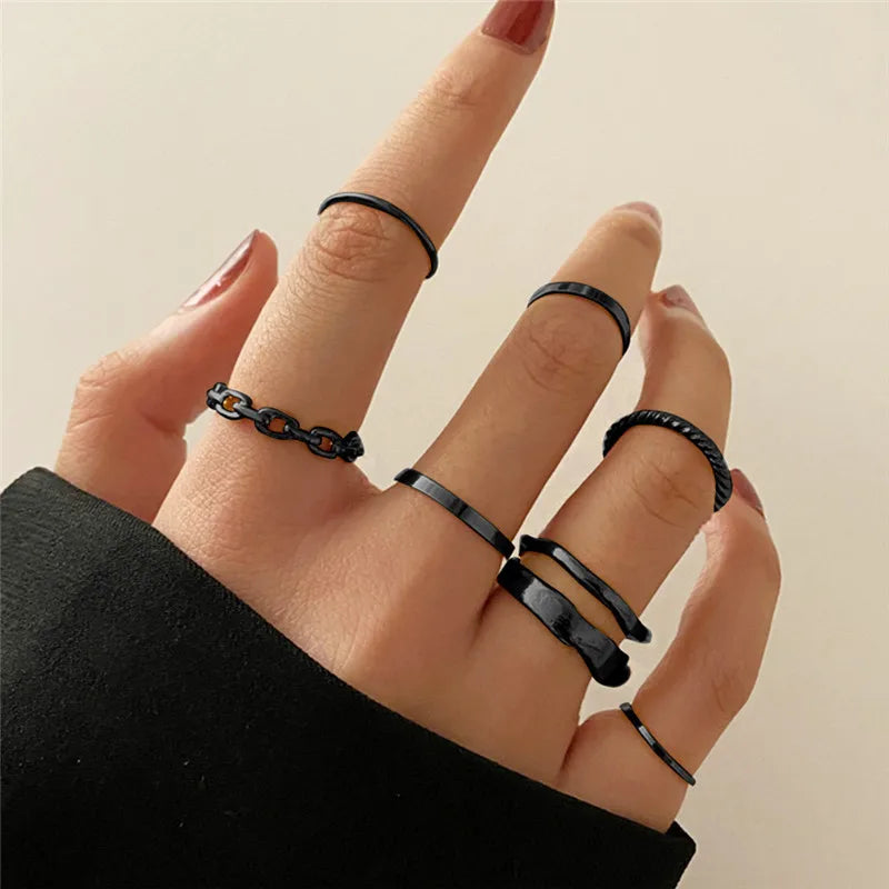 Silver Crystal Rings Set