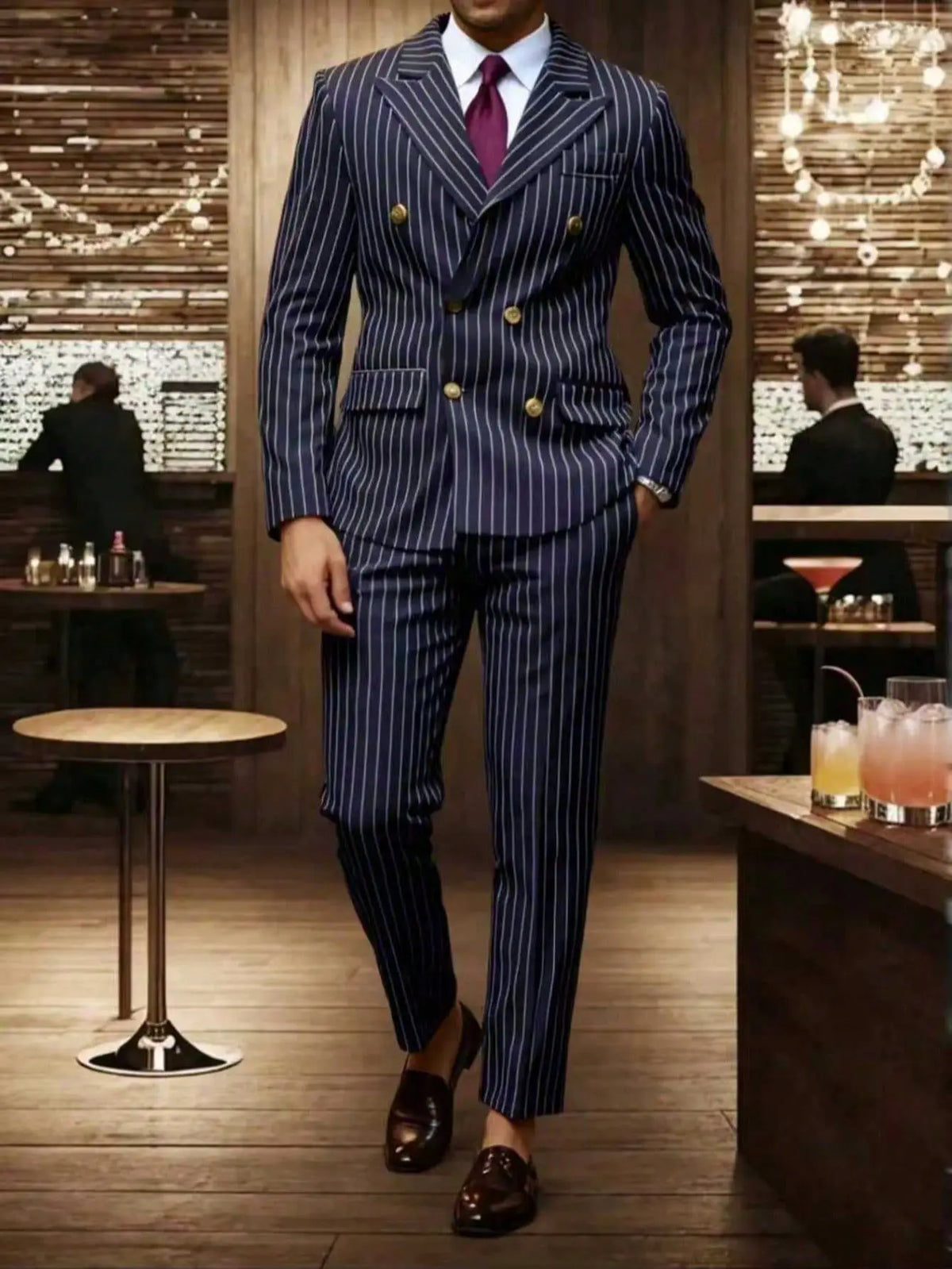 Brown Striped Two-Piece Suit