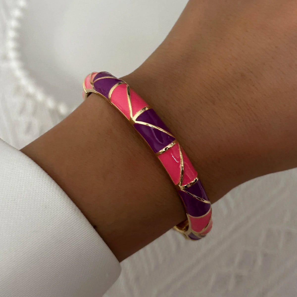 Enamel Flower Gold Bracelet