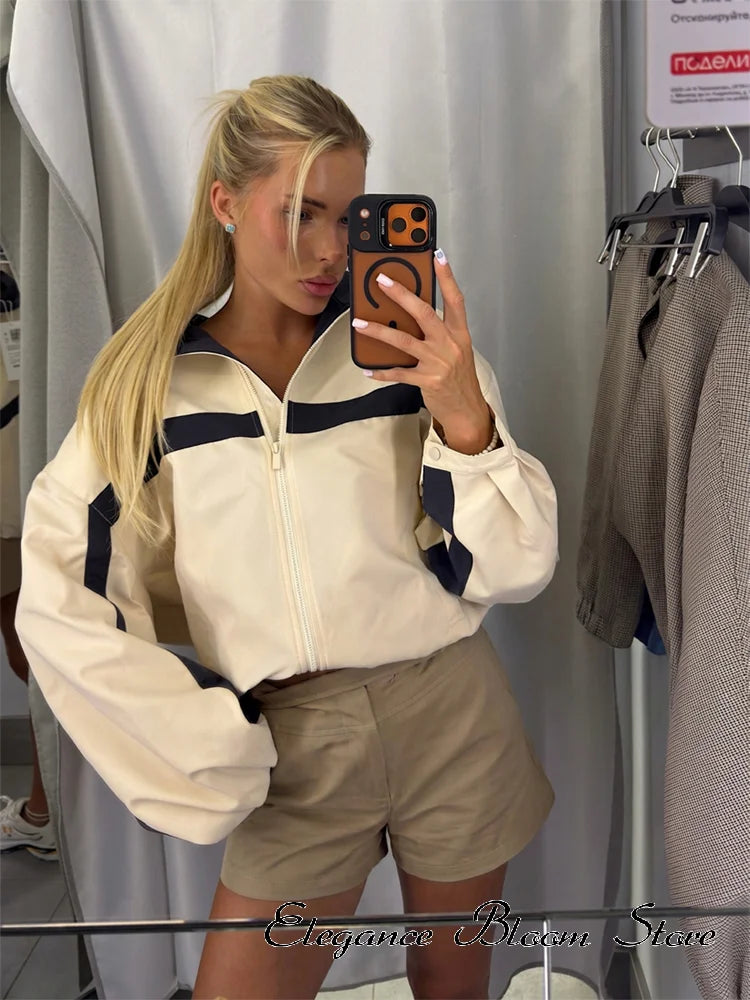 Women's Colorblock Zip-Collar Jacket