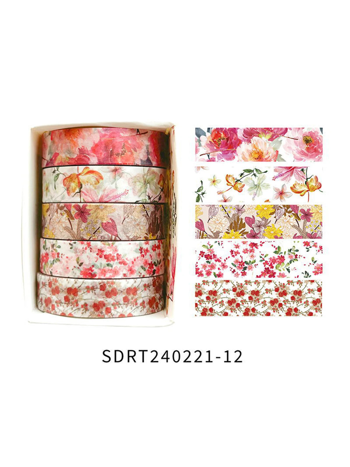 Romantic Flower Washi Tape (5 Rolls)
