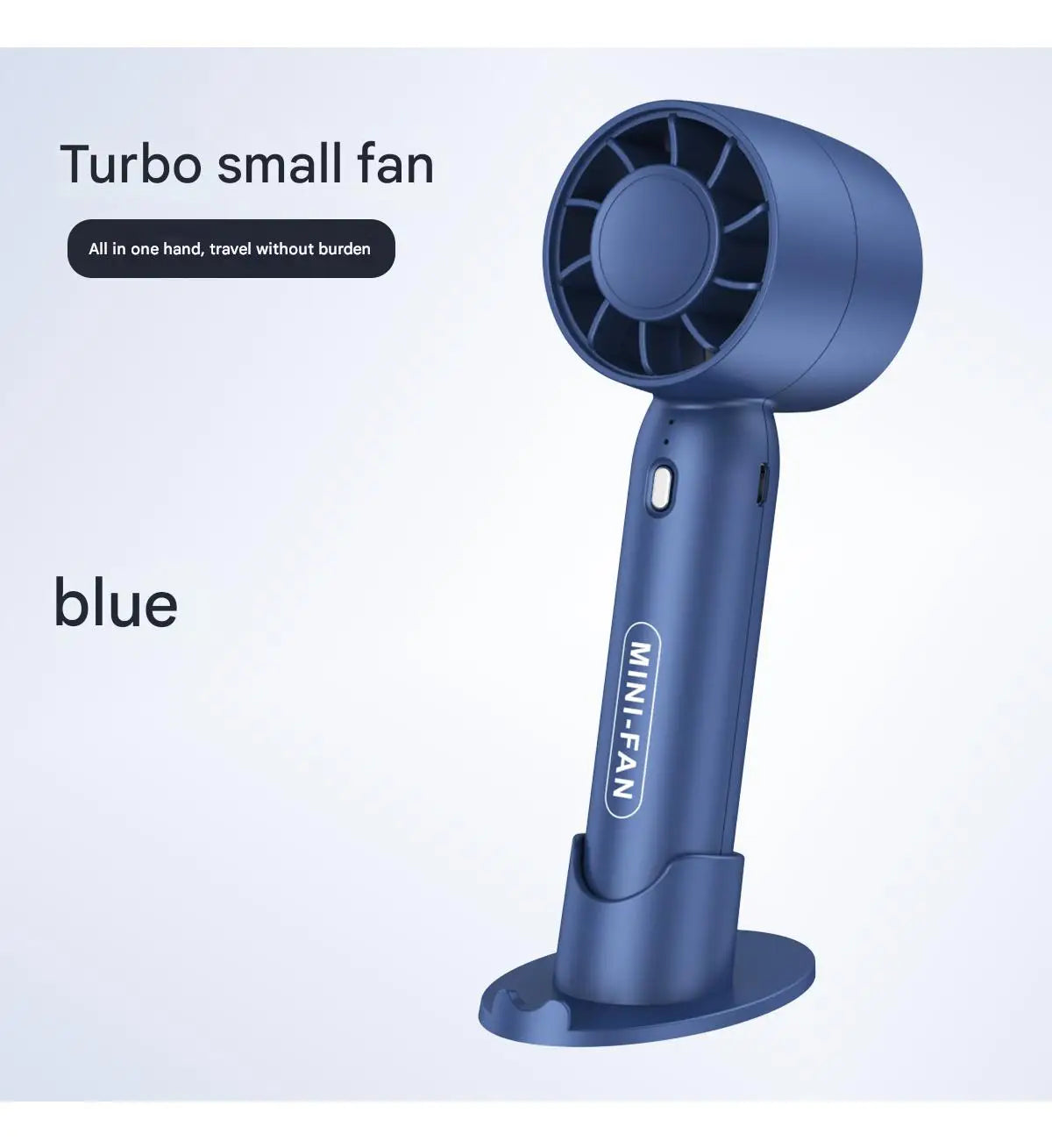 Turbo Handheld Mini Fan with Desktop Stand (USB Rechargeable)