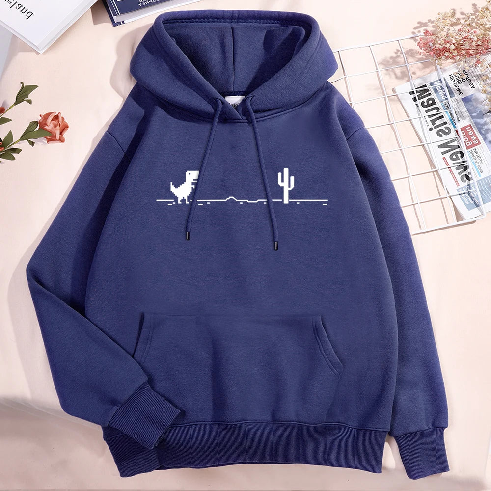 Unisex Dinosaur Graphic Hoodie – Pullover, Pocket