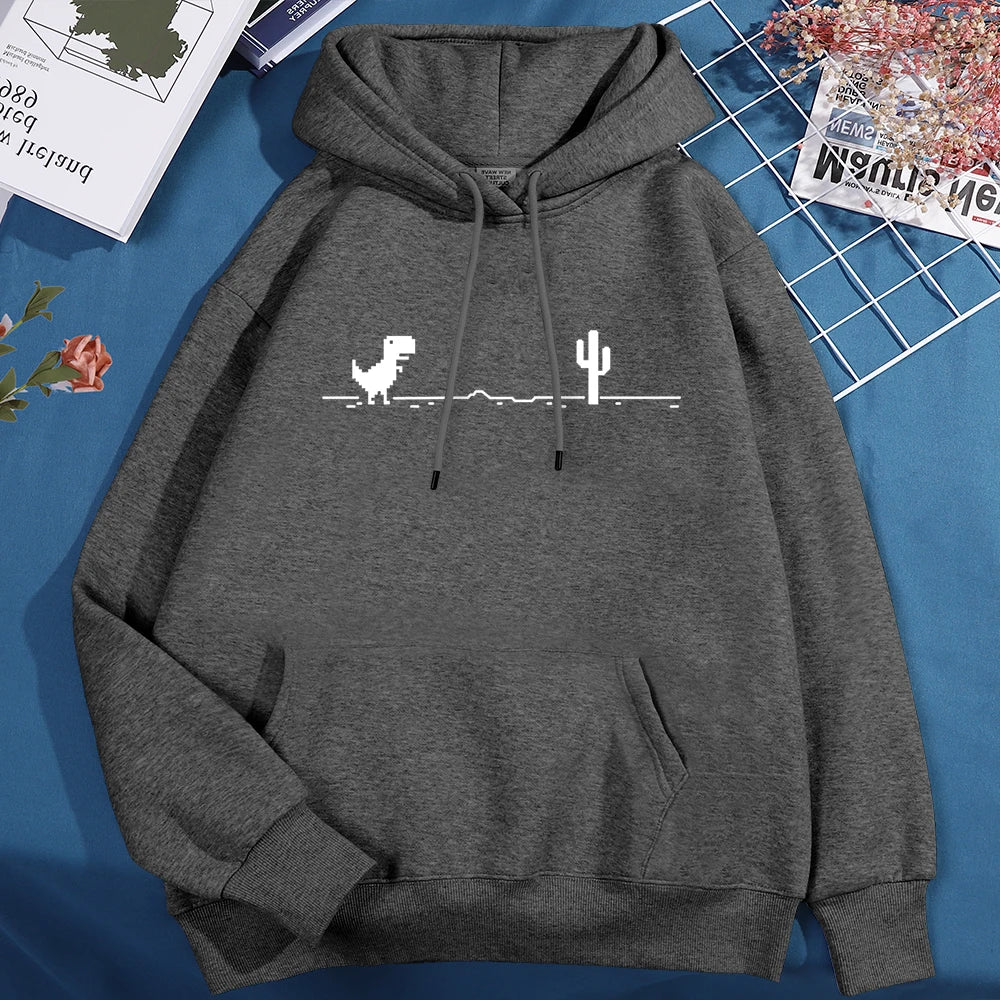 Unisex Dinosaur Graphic Hoodie – Pullover, Pocket