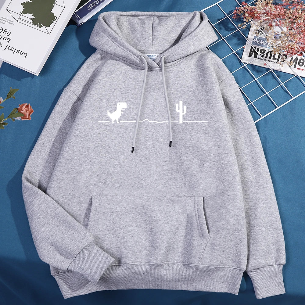 Unisex Dinosaur Graphic Hoodie – Pullover, Pocket