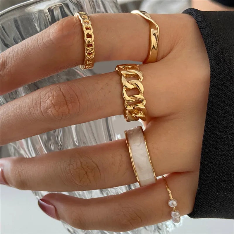 Silver Crystal Rings Set