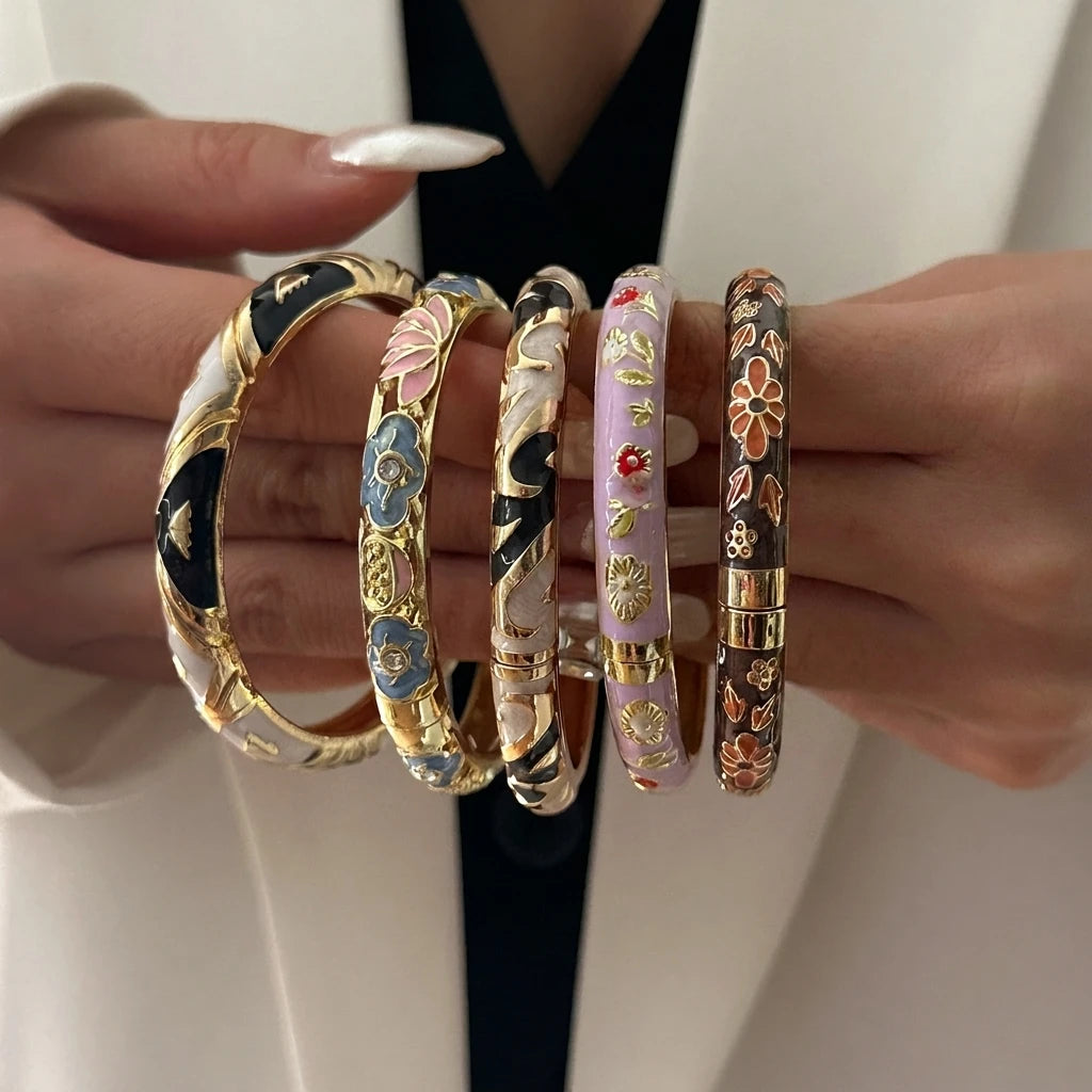 Enamel Flower Gold Bracelet