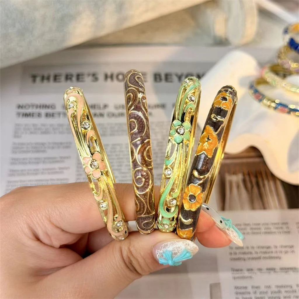 Enamel Flower Gold Bracelet