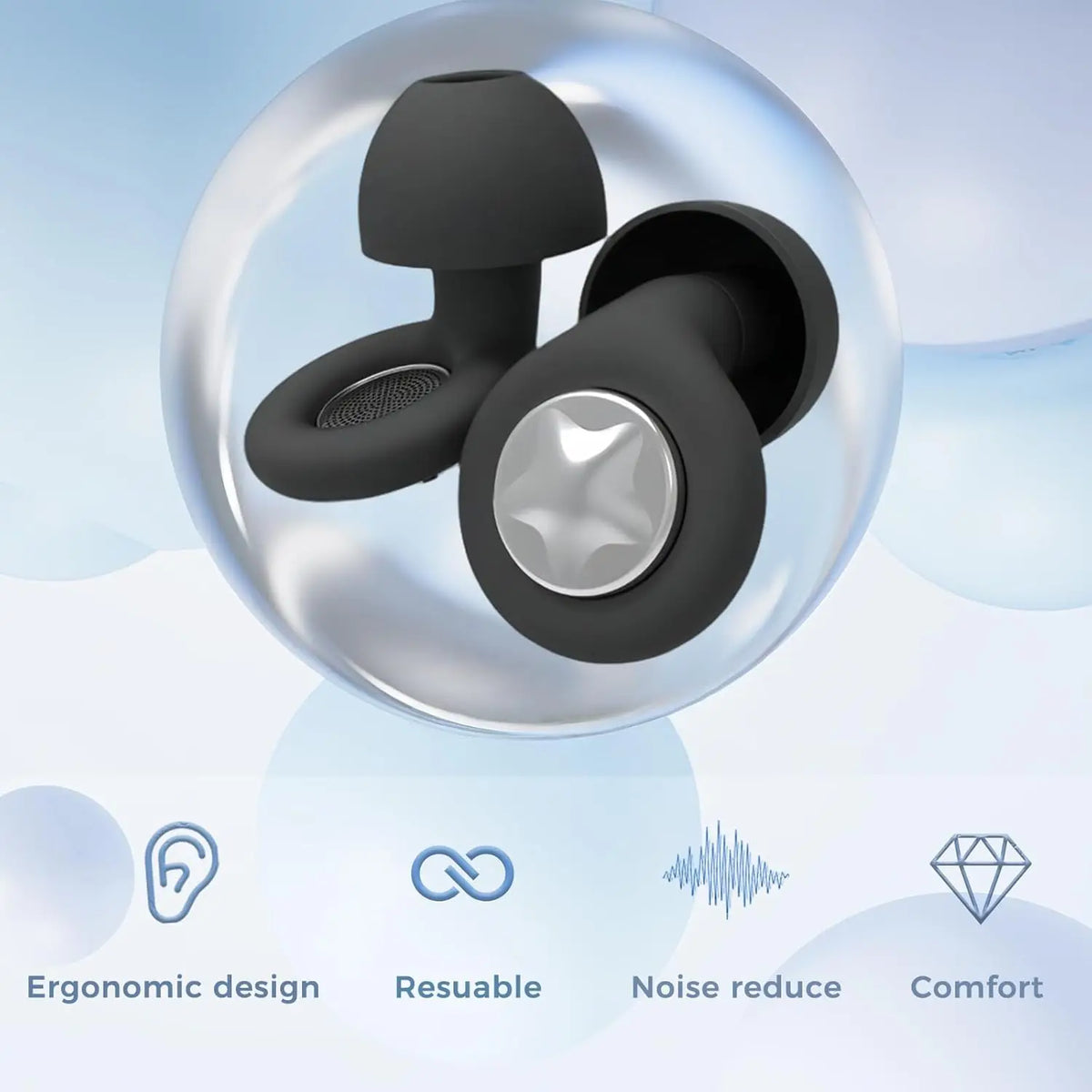 Reusable Silicone Noise-Cancelling Earplugs