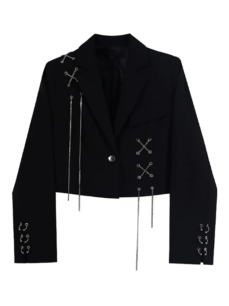 Women's Punk Gothic Cropped Blazer – Metal Chain