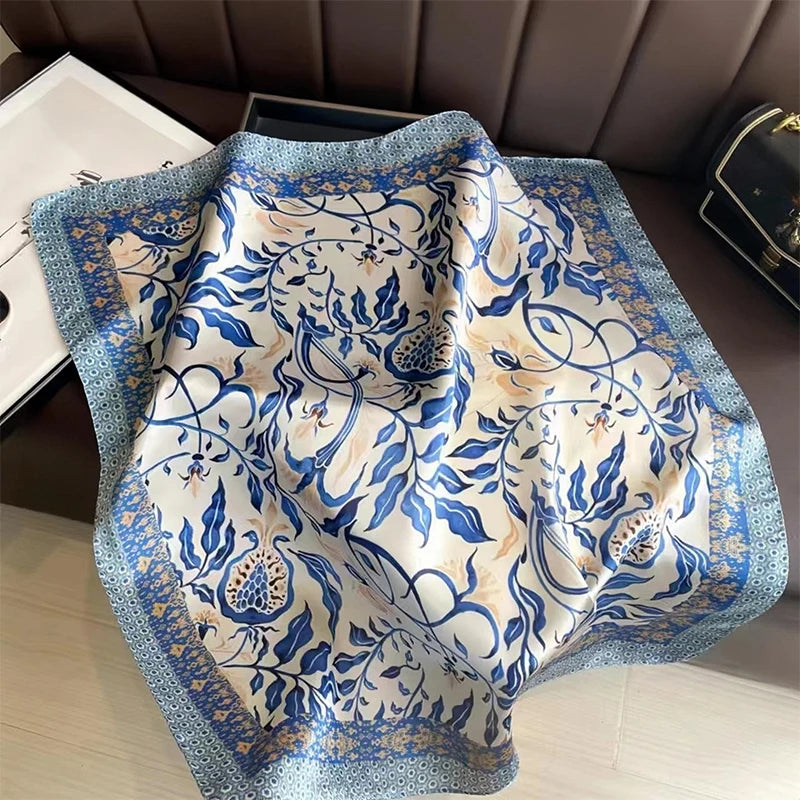 Foulard pour femme 70X70cm mode 2025, imprimé, pashmina, foulard en soie, châle carré, bandeau décoratif, tour de cou, design de luxe, bandana