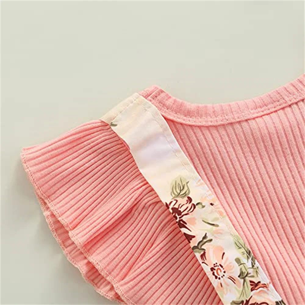 Baby Girls' Cotton Ruffle Sleeve Dress – Floral, Princess