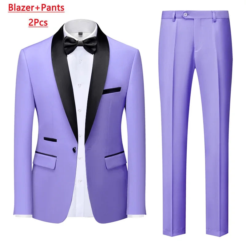 Men's 3-Piece Polyester Viscose Formal Suit – Blazer, Vest & Pants