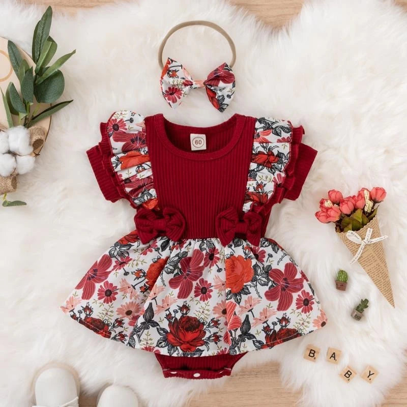 Baby Girls' Cotton Ruffle Sleeve Dress – Floral, Princess