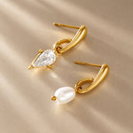 Rhinestone and Pearl Stud Earrings