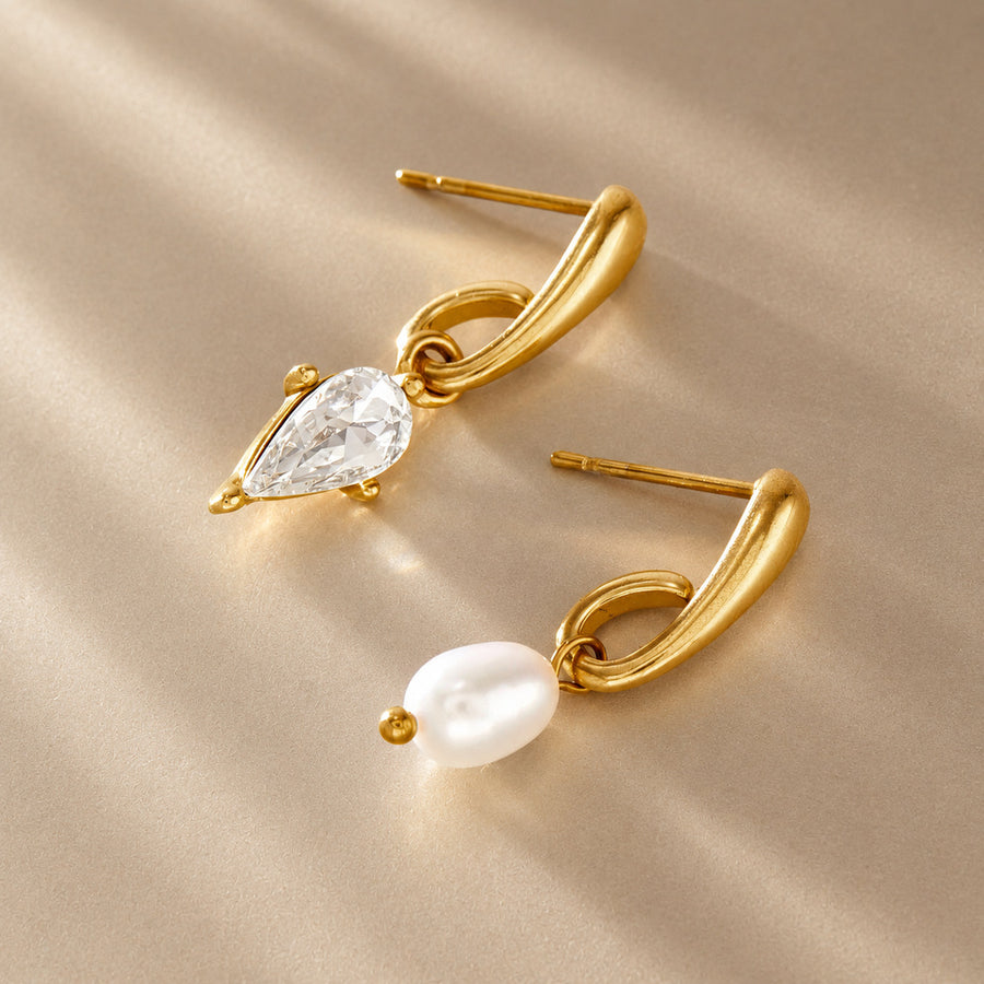 Rhinestone and Pearl Stud Earrings