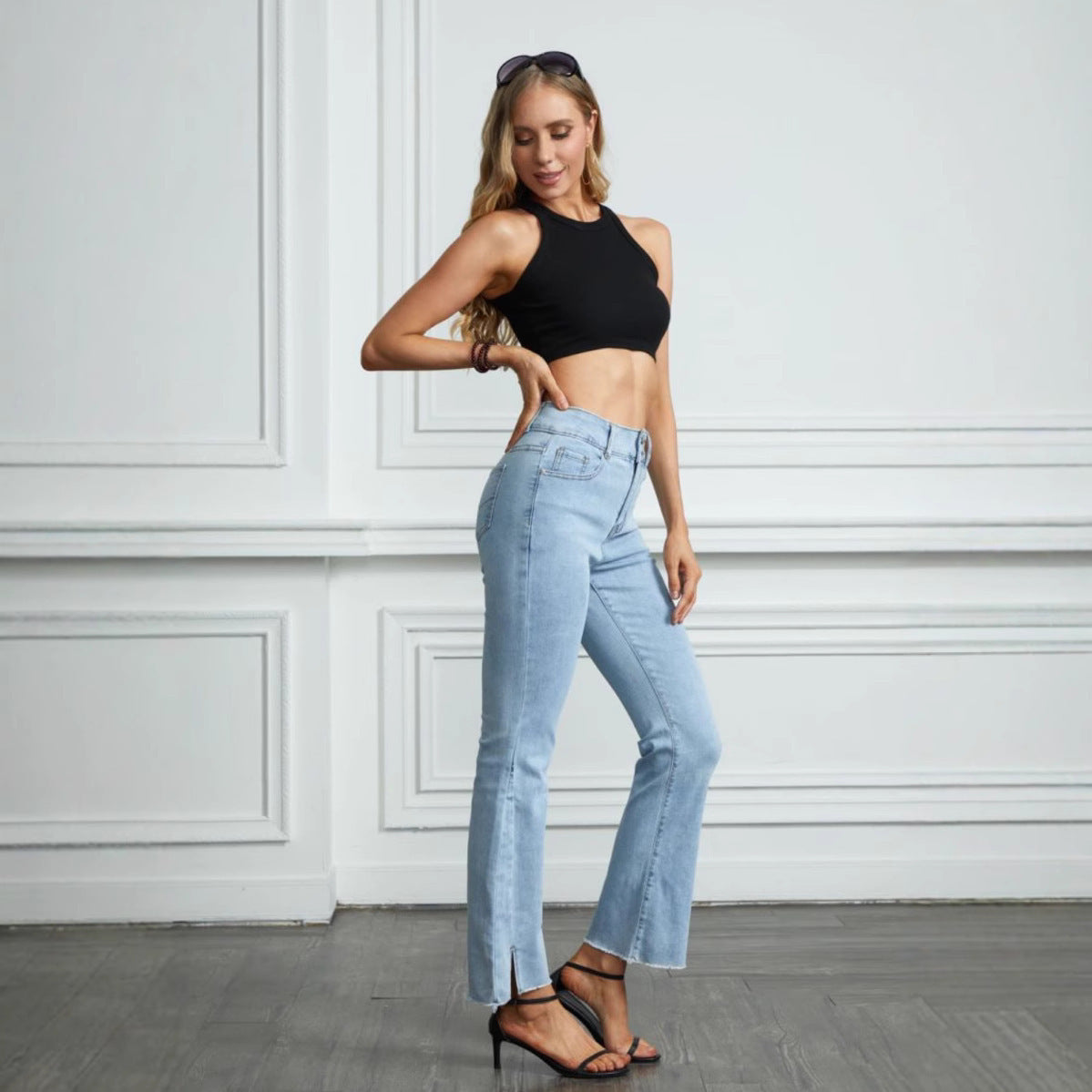 Fashion, Amazon-style, Trendy, and Unique Tk Women's Denim Pants with a Slit