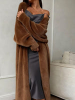 Women's Faux Mink Long Knit Cardigan