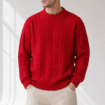 Herren-Vintage-Pullover mit Zopfmuster und Rundhalsausschnitt