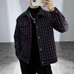 Blazer slim-fit da uomo a motivo pied-de-poule