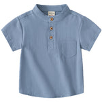 T-shirt a maniche corte con scollo a V da bambino, in cotone