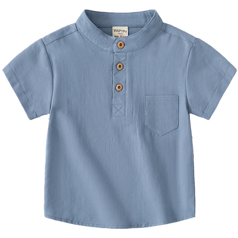 T-shirt a maniche corte con scollo a V da bambino, in cotone