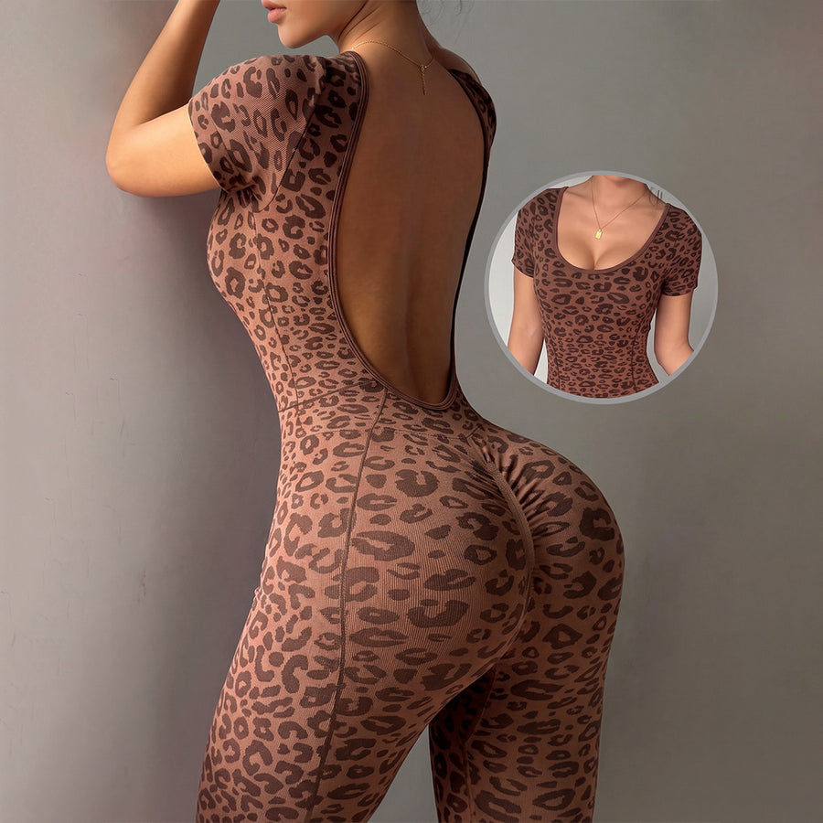 Leopard One-Piece Yoga Jumpsuit