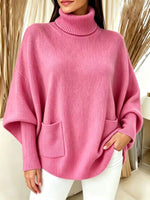 Damen-Rollkragenpullover, einfarbig