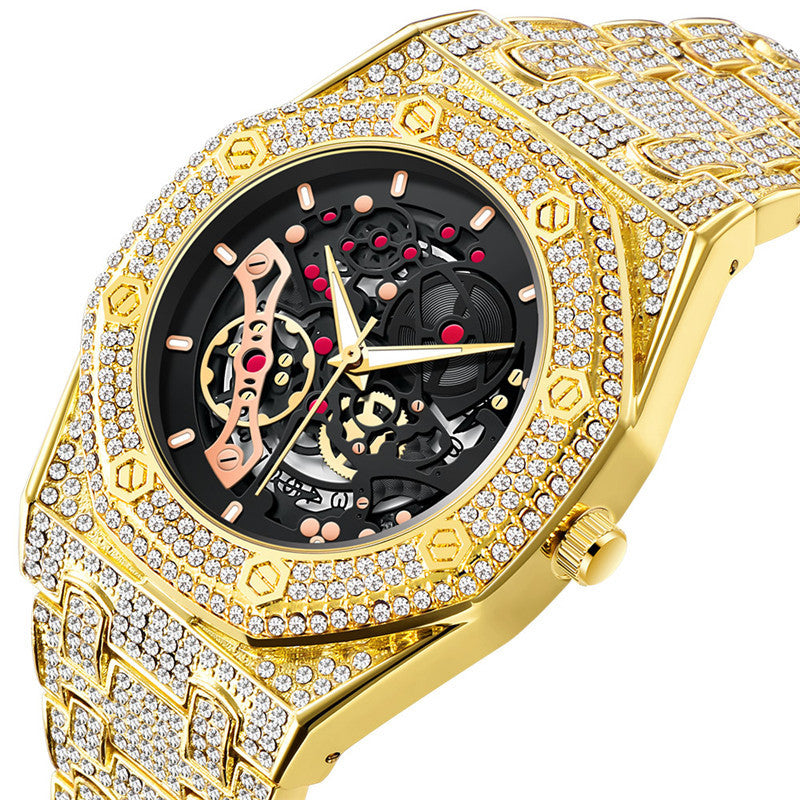 Herenhorloge van legering met kwartsuurwerk, kalender en 24-uursweergave