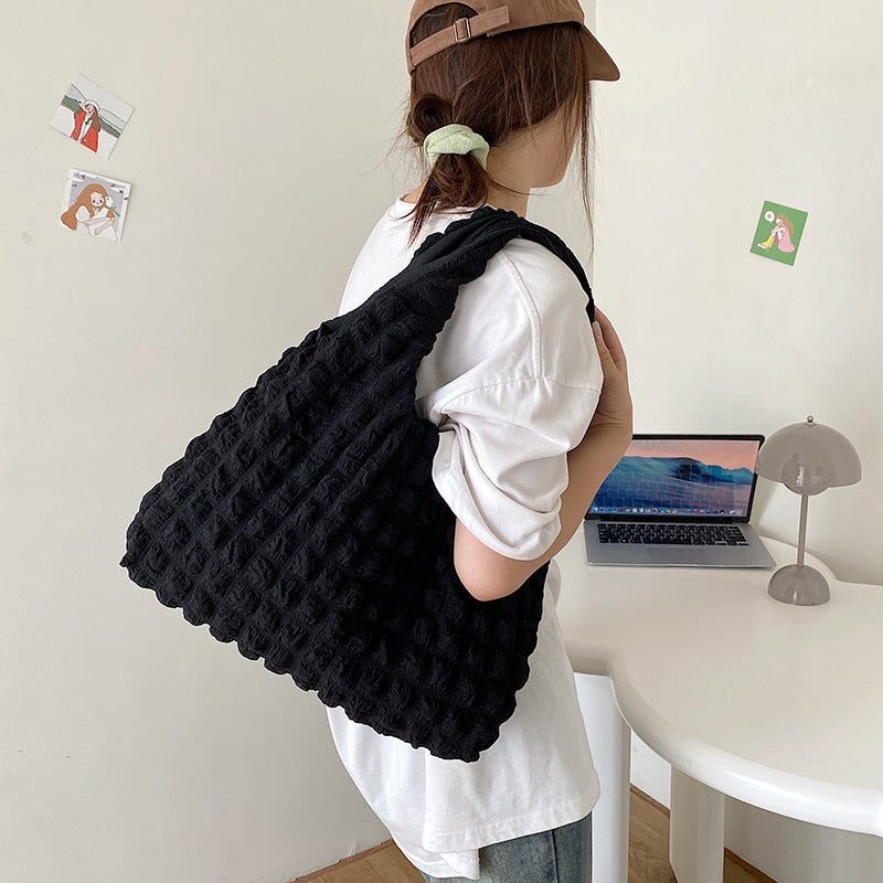 Cute Pleated Puff Shouder Bag Women Large-capacity Cloud Armpit Bag Winter Fashion Handbag