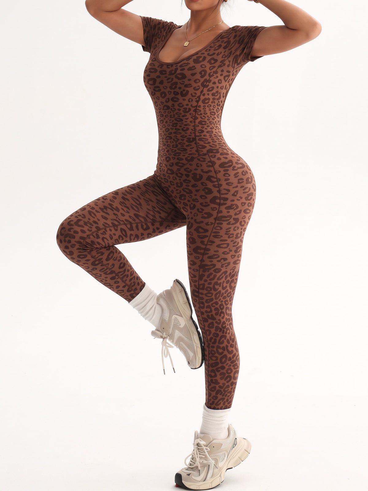 Tuta intera da yoga leopardata