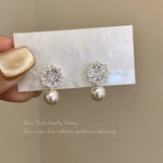 Melard Vintage Sunflower Diamond-studded Earrings, Tiger's Eye Stone and Pearl, Light Luxu