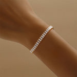 Classic -style Brass Square Bracelet with Diamond-studded Chain
