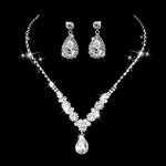 Conjunto de Joias de Noiva com Strass em Forma de Lágrima