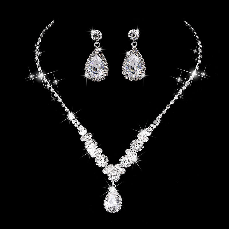 Conjunto de Joias de Noiva com Strass em Forma de Lágrima