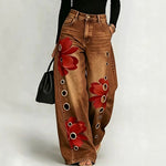 Damesjeans met print en wijde pasvorm