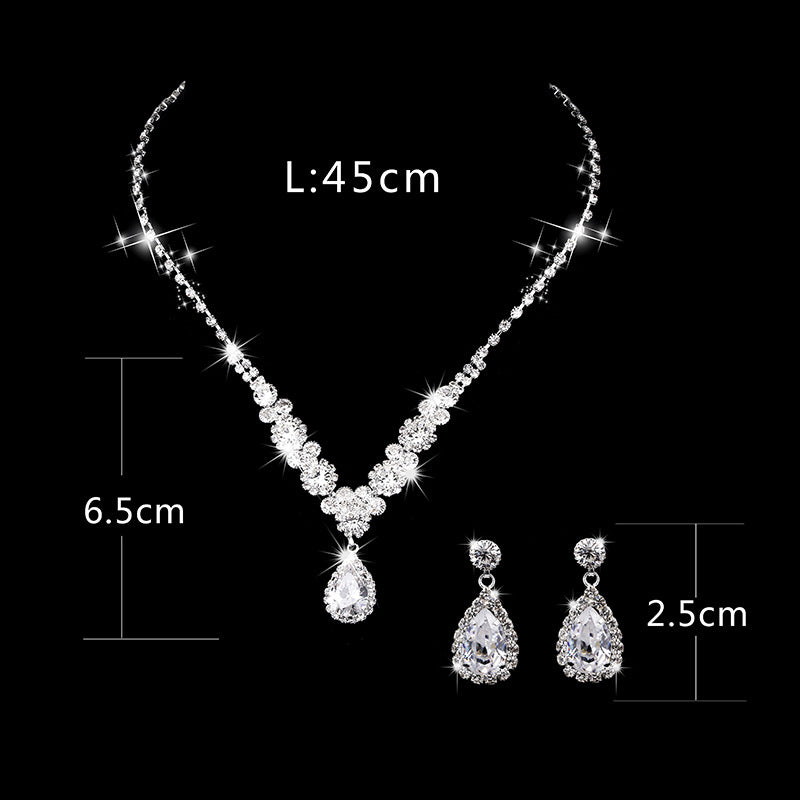 Conjunto de Joias de Noiva com Strass em Forma de Lágrima