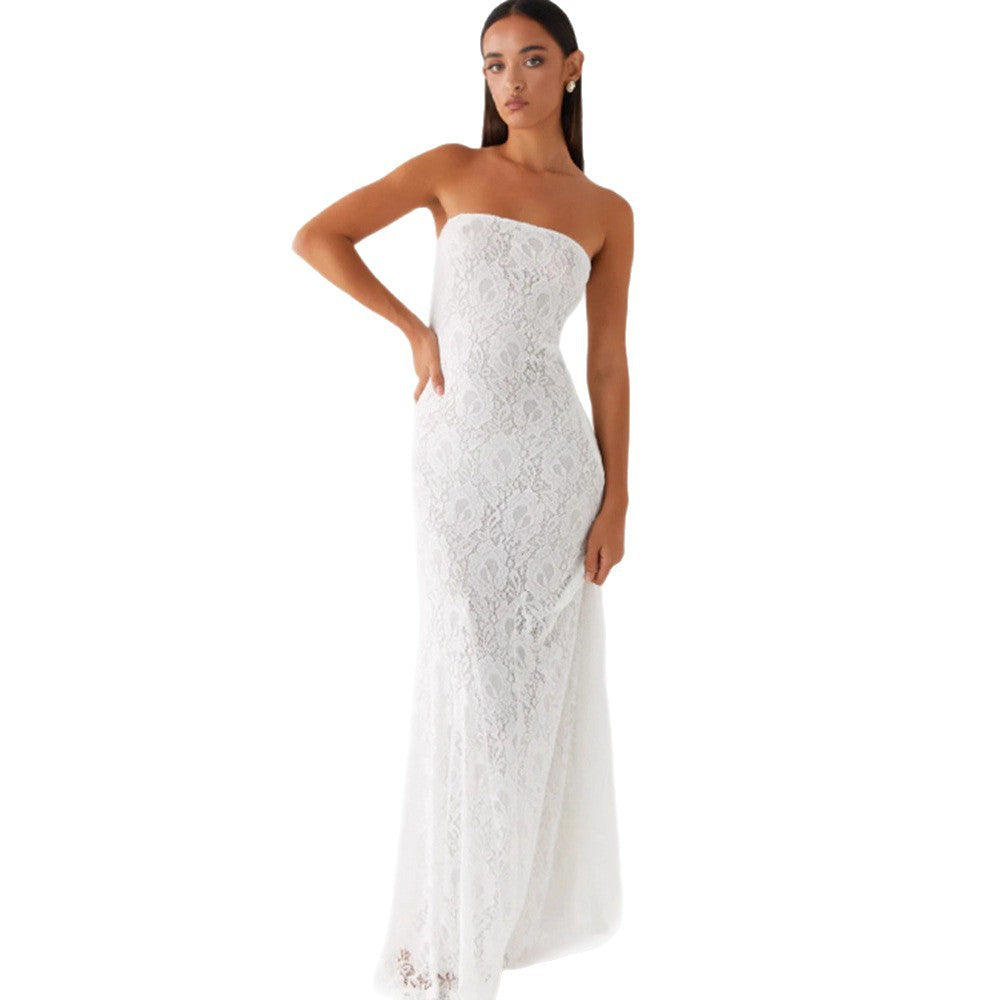 Women's Strapless Lace Dress