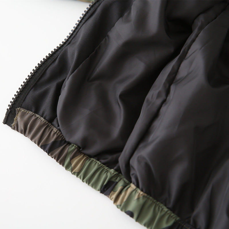 Giacca con cappuccio camouflage da bambino, cappotto primaverile leggero