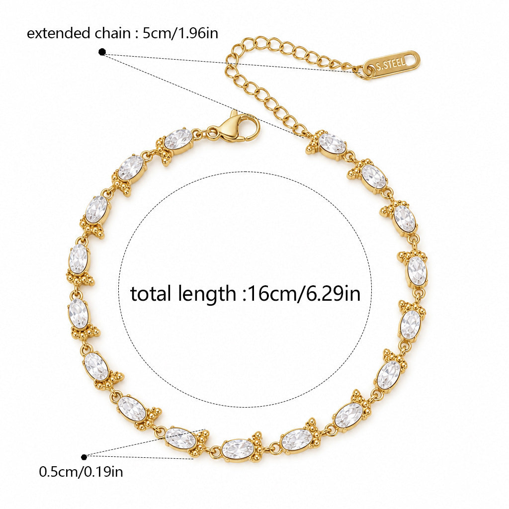 Paw Print Zircon Bracelet, Stainless Steel