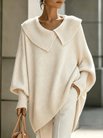Pull en maille à col en V coupe ample pour femme