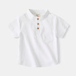 T-shirt a maniche corte con scollo a V da bambino, in cotone