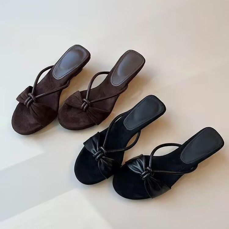 Sandalias de cuña con lazo para mujer