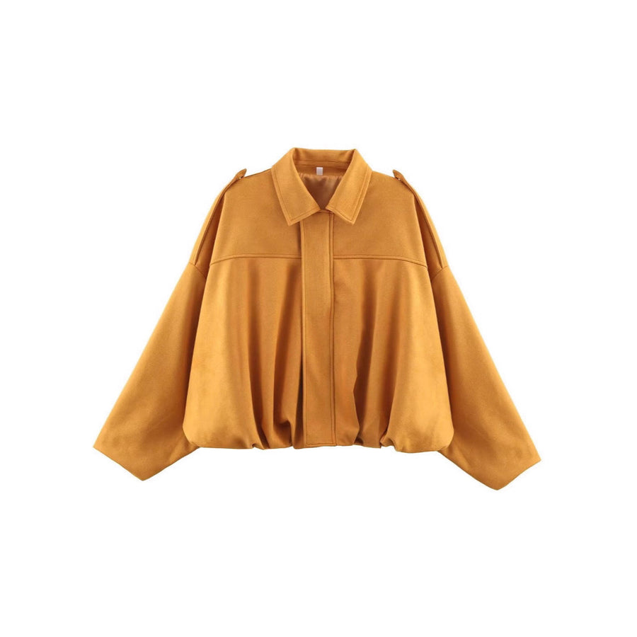 Women's Suede Lapel Zip Jacket