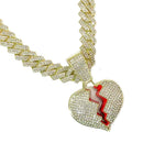 Broken Heart Pendant Necklace, Hip-Hop